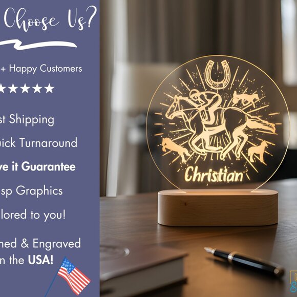 Personalized Horse Night Light – Custom LED Lamp for Horse Lovers - Picture 4 of 8